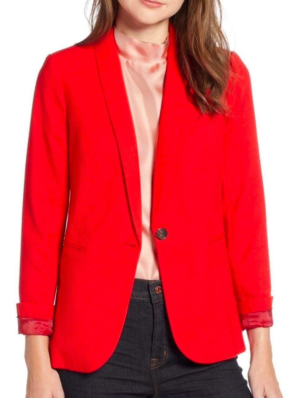 J. Crew Womens Parke Blazer in Red wool sz 00 petite $198